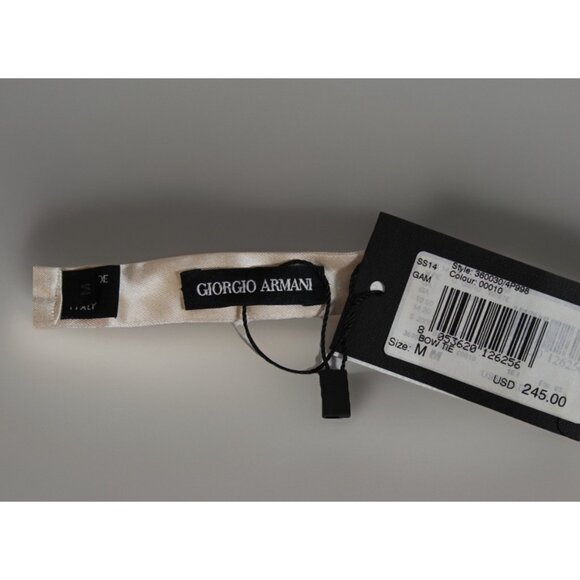 Giorgio Armani 100% Silk Bow Tie Champagne NWT Formal Tuxedo Medium Made Italy - Picture 5 of 6